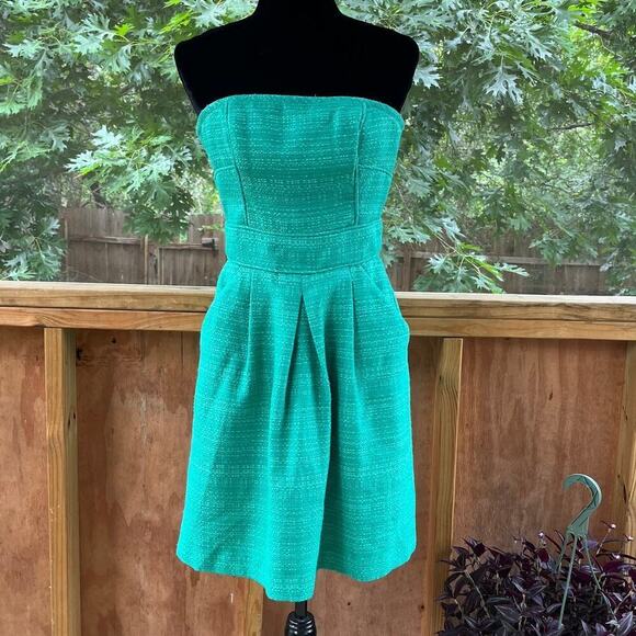 Banana Republic Green Tweed Strapless Mini Dress Size 2. NEW - Picture 3 of 13